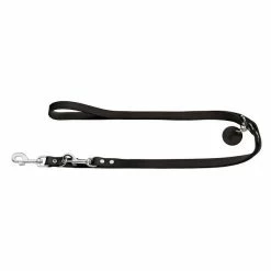 Hunter Rundleder Verstelbare Hondenlijn Zwart