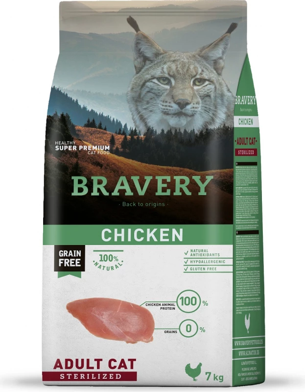 BRAVERY Sterilized Cat Grain Free, Met Kip 4 BRAVERY Sterilized Cat Grain Free, Met Kip - Afbeelding 2