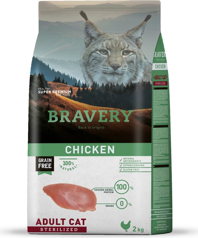 BRAVERY Sterilized Cat Grain Free, Met Kip 3 BRAVERY Sterilized Cat Grain Free, Met Kip