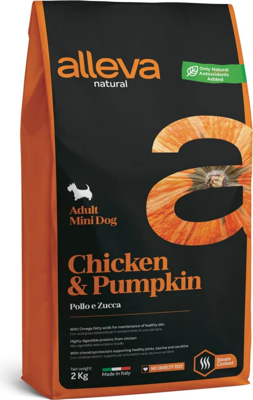 ALLEVA Natural Adult Mini Dog - Met Kip & Pompoen 3 ALLEVA Natural Adult Mini Dog - Met Kip & Pompoen