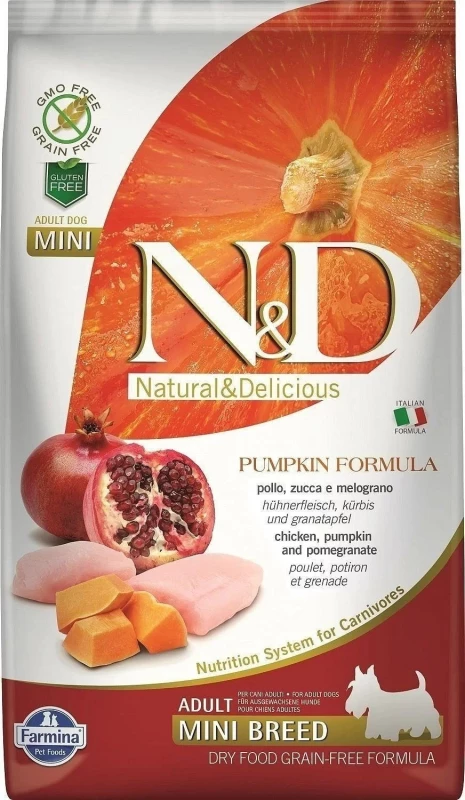 Farmina N&d FARMINA N&D Adult Mini Dog Grain Free Pompoen, Kip & Granaatappel 3 Farmina N&d FARMINA N&D Adult Mini Dog Grain Free Pompoen, Kip & Granaatappel
